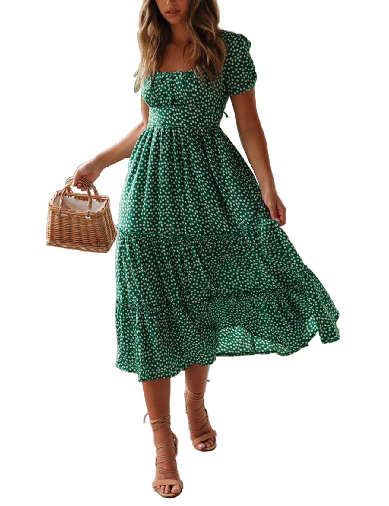 TOPLAZA Vestidos Casuales Mujer Vestido Largo de Playa Estampado de Flores Verano