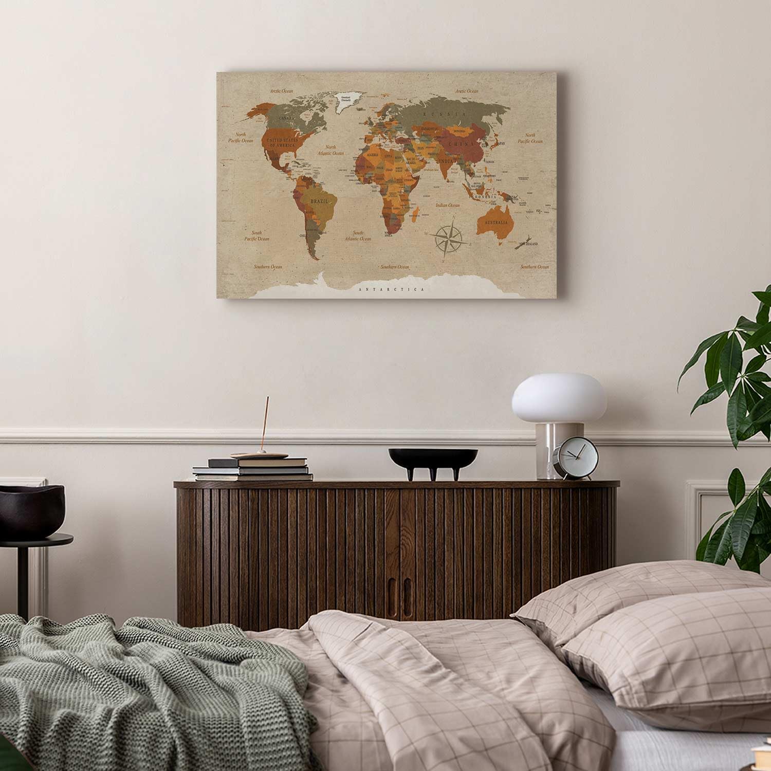 B&D XXL - Pinnwand Pinboard Karte Landkarte, 90x60 cm, Wohnzimmer, Büro | Kombiniert Pinnwand und Wandbild, praktisch und dekorativ, ideal fürs Büro oder Wohnzimmer, inspirierend, langlebig, stilvoll