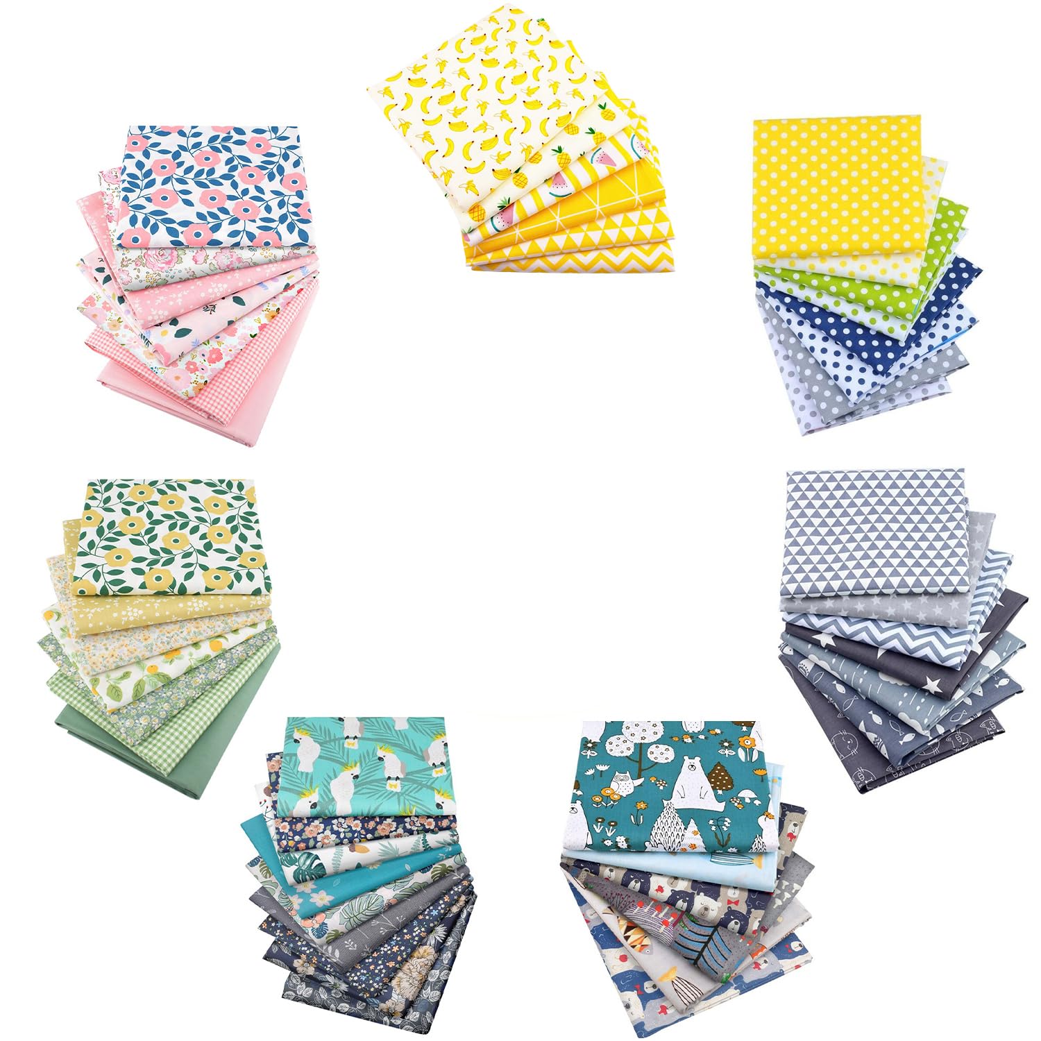 Aubliss 50pcs 100% Cotton Fabric Bundle 10" x 10" PreCut Fat Squares Sheets Printed Floral Sewing Supplies for Patchwork Sewing DIY Crafting Quilting Fabric(50PCS 10"x10", Floral)