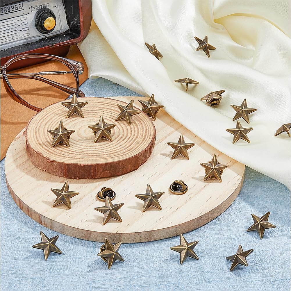 SUPERFINDINGS 24 Pz Spilla In Lega Di Stelle Del Memorial Day Di Luglio - Spilla Da Bavero In Bronzo Antico - Distintivi Con Stella A 5 Punti Per Premi Militari