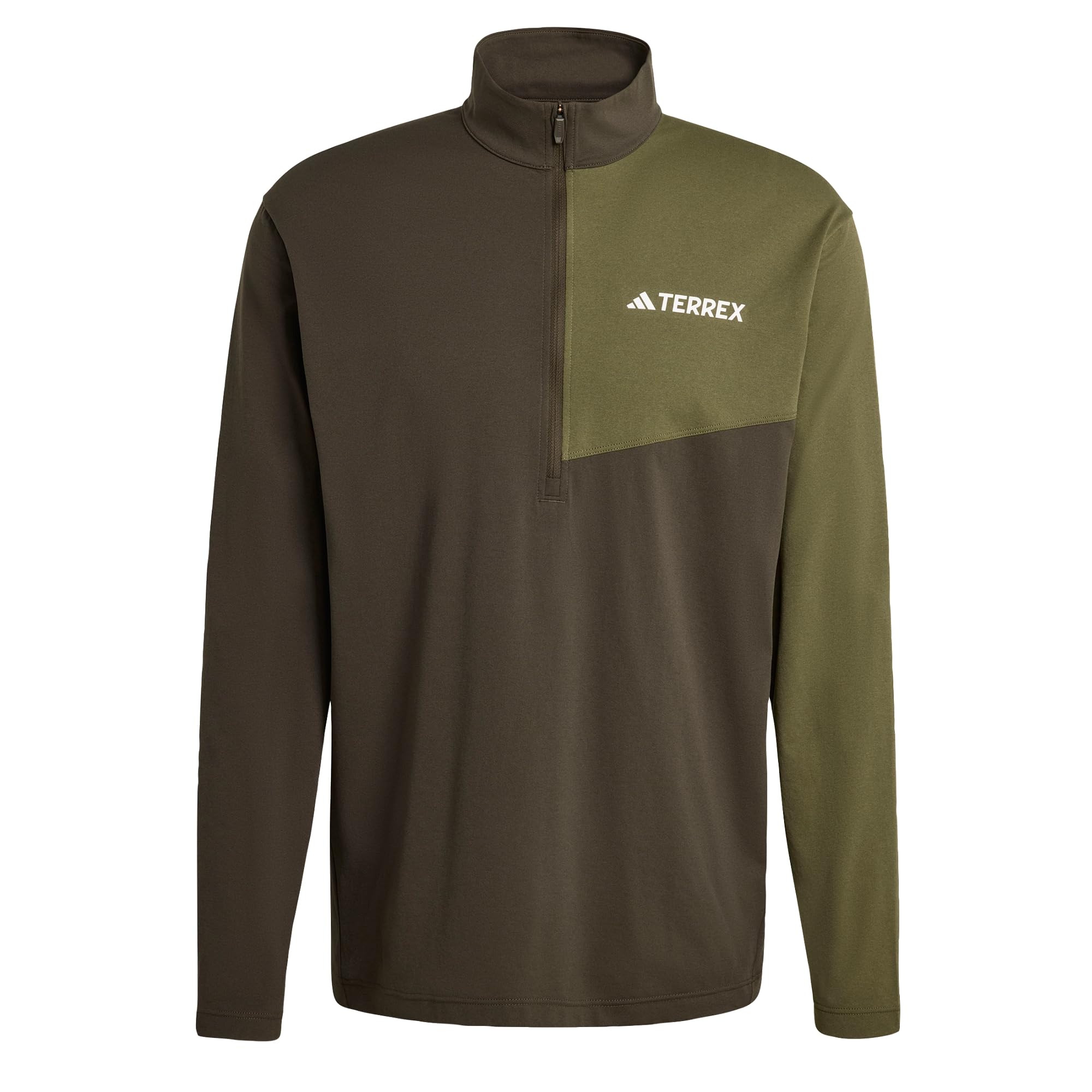 adidas Men's Terrex Multi Climacool Half Zip Long Sleeve Shirt, Shadow Olive, S