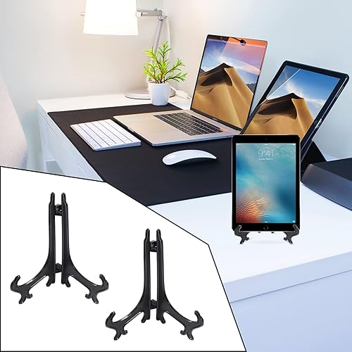 Miniatura 5 de Zorfeter 25 caballetes de plástico negro de 4 pulgadas o soportes para placas, muestra imágenesfotos, obras de arte, carteles, tableros pequeños