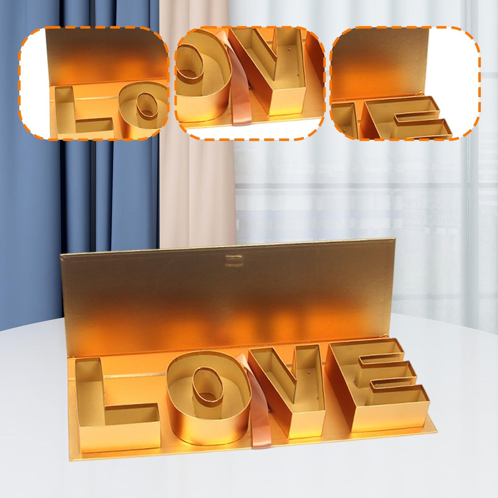 YWMJZEU Caja de Regalo de Cartón Vacía para Flores, Recipiente Versátil, Ideal para El Día de La Madre, Cumpleaños, Boda O Cualquier Otra Ocasión, Oro, tal como se describe