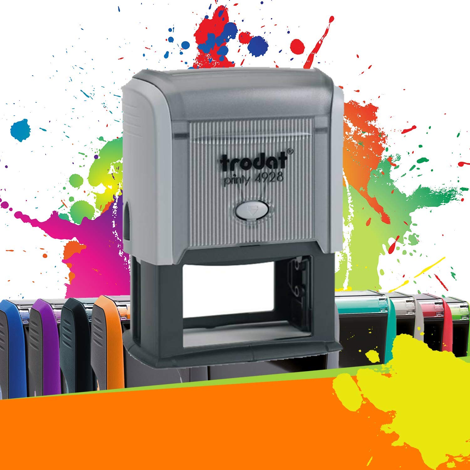 Trodat Printy 4928 - Professioneller Selbstfärbestempel mit 7 Zeilen zur Personalisierung – Textplatte 60 x 33 mm Inklusive (Grau)