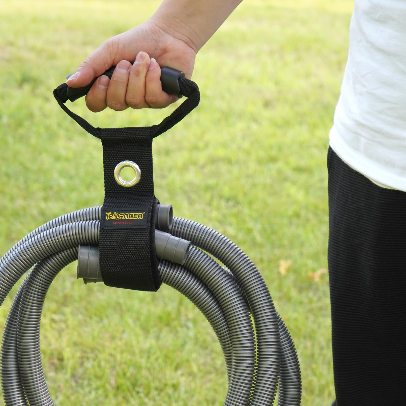 Organizer per Cavi e Tubi (2 pz.) con Maniglia per Facilitare Trasporto e Stoccaggio in Garage o in Officina, con Chiusura a Strappo Uncino e Asola da 55 cm, Appenditubi da Giardino, Fili e Cavi