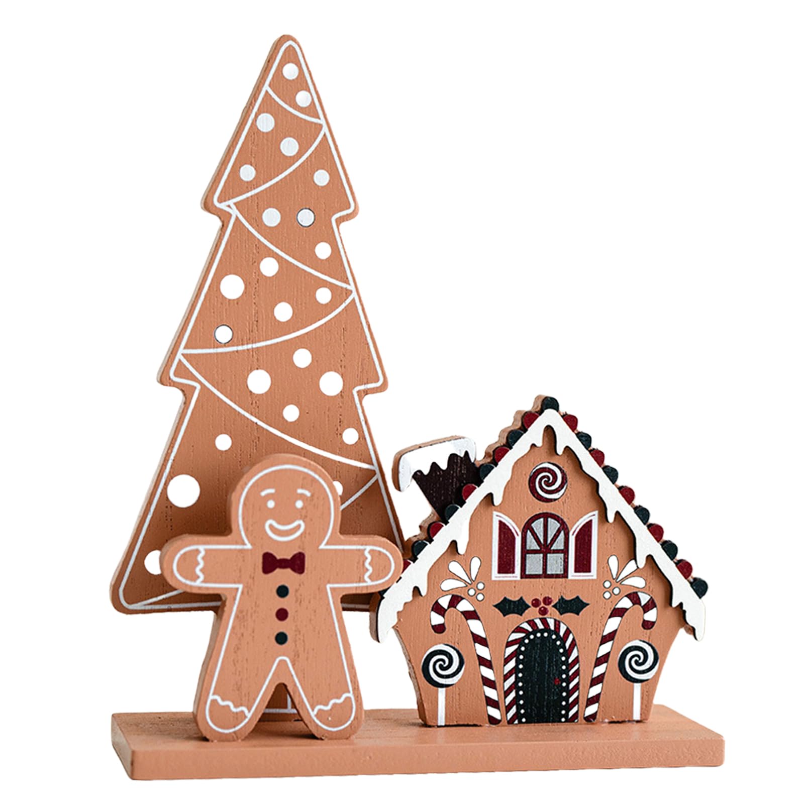 carotoe Christmas Wood Gingerbreads House Tree Table Sign Decors Rustics Wood Plaques Ornament for Tabletop Shelf Display Farmhouses Table Decors