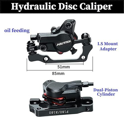 Miniatura 3 de RUJOI Juego de Frenos de Disco Hidráulicos MTB, Frenos de Bicicleta de Montaña Derecho Trasero de 1450mm, Palancas de Aleación de Aluminio con