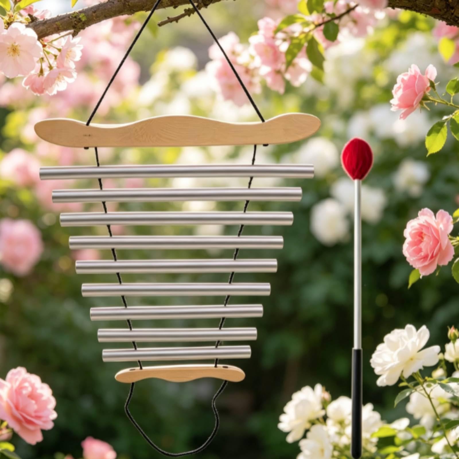 Eólica Viento 9 Notas Horizontal Eólica Viento con Sonido Hermoso Instrumento para Jardín, Rosa