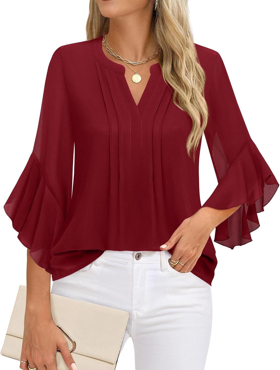 Timeson Women's 3/4 Sleeve Dressy Casual Top - Image 2