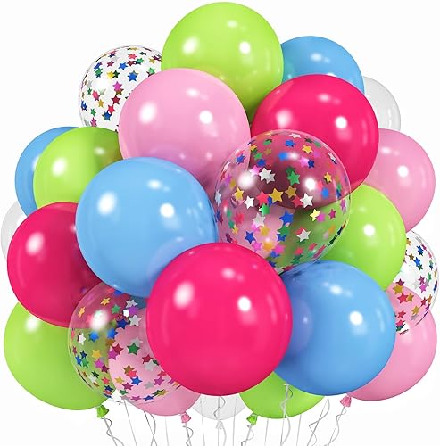Miniatura 9 de Globos retro arcoíris pastel globos de cumpleaños coloridos colores surtidos, 52 unidades de 12 pulgadas de 12 pulgadas, globos de fiesta de niños,