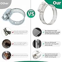 Vista 5 de Juego de 24 abrazaderas de manguera de acero inoxidable ajustables de 1/2"– 3/4" (13-19mm) con engranaje sinfín, abrazaderas de manguera de metal