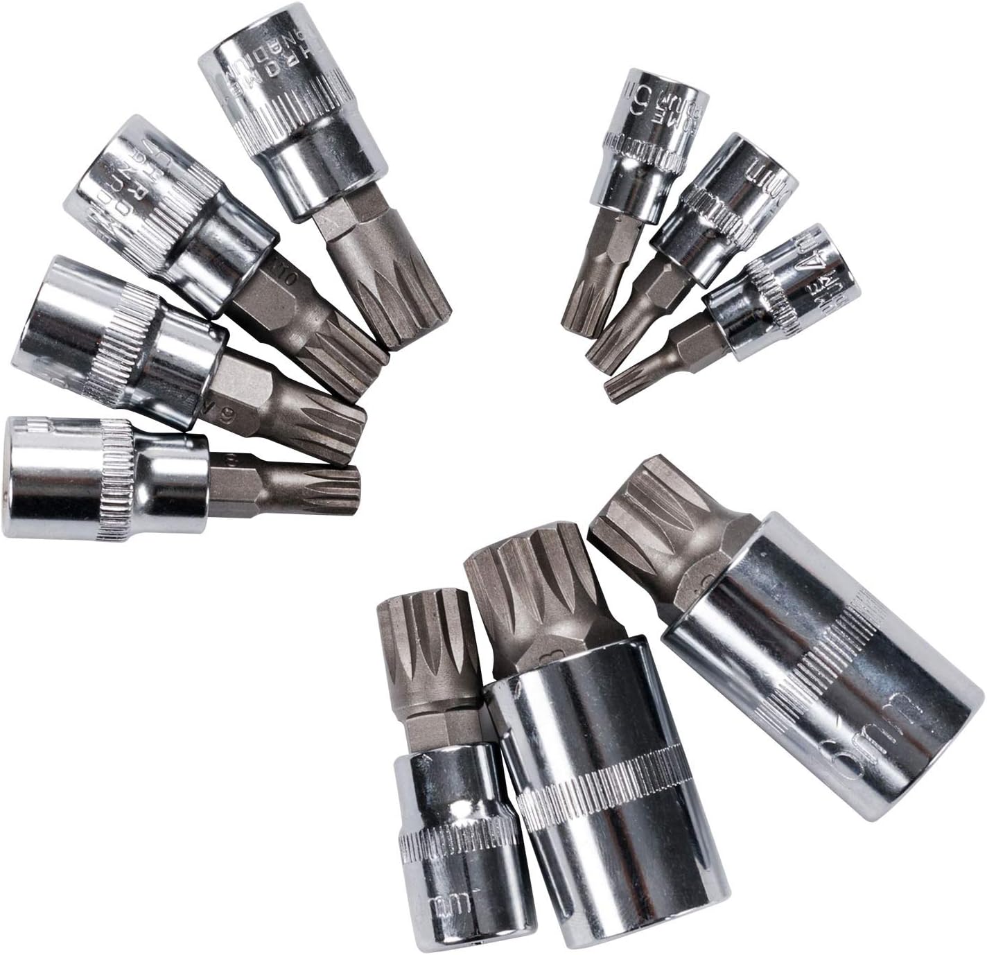 Qnkaa XZN Triple Square Spline Bit Socket Set 10pcs Silver M4 - M18, Premium S2 Alloy Steel, 1/4” 3/8” 1/2” Drive : Tools & Home Improvement