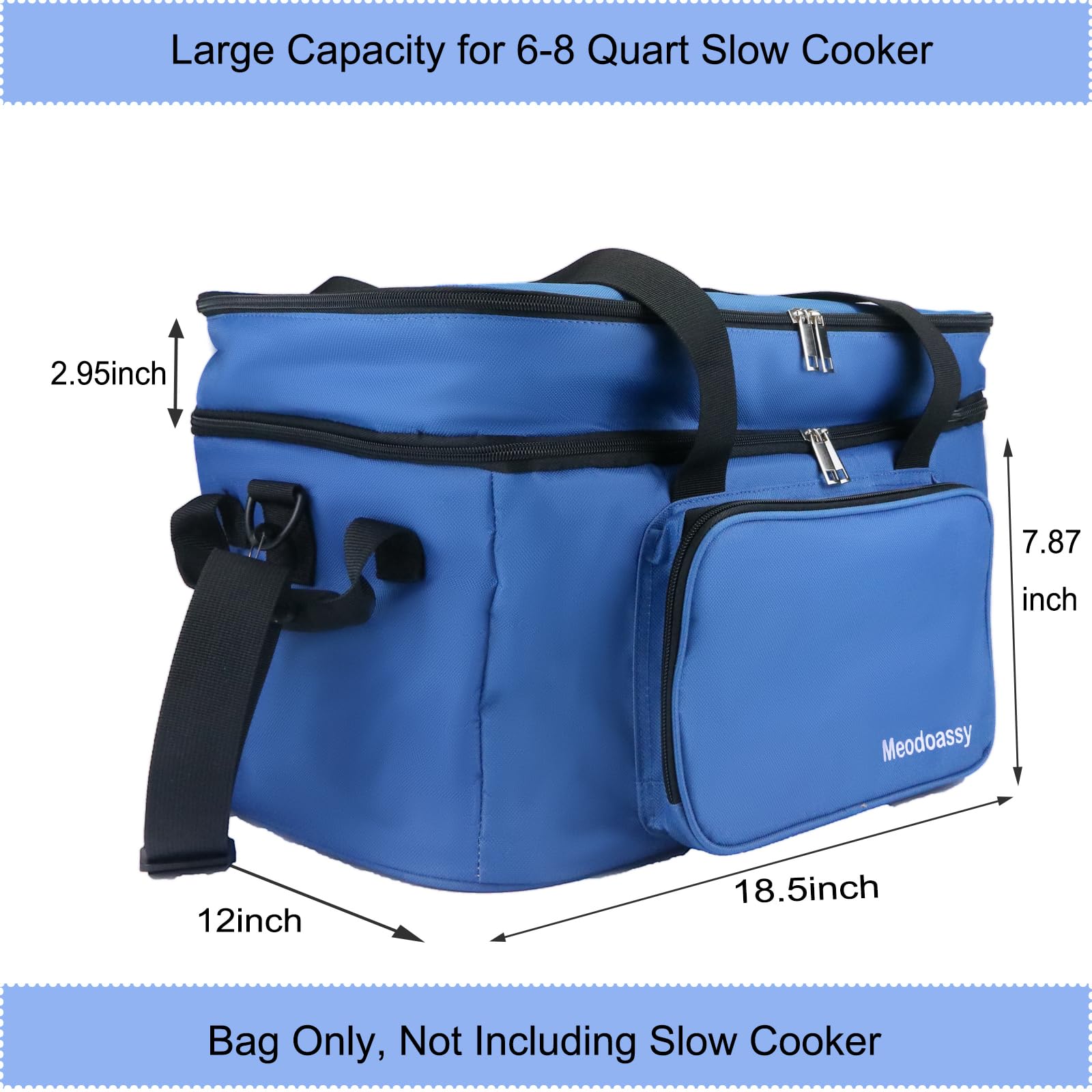 MEODOASSY 2 Layer Slow Cooker Carrying Bag Compatible with Crockpot 6-8 Quart,Slow Cooker Carrier Bag for Hamilton Beach,Insulated Travel Bag Intensification for Family Gathering Potluck