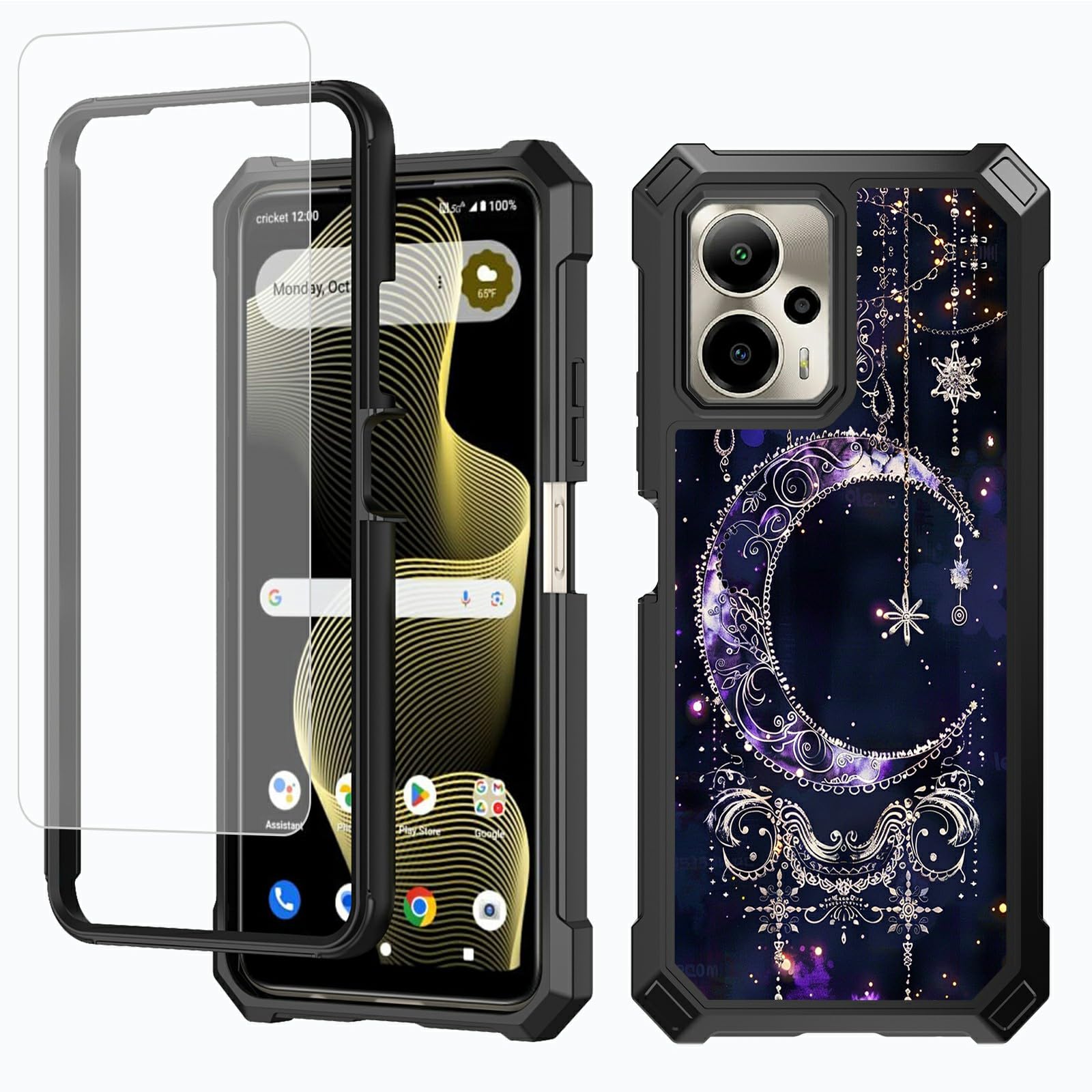 RWUTYTIUL for Cricket Outlast 5G 2024/AT&T Motivate Pro 5G Phone Case w/1 * Screen Protector, Shockproof Heavy Duty Dual Layer Protective Hard PC Soft