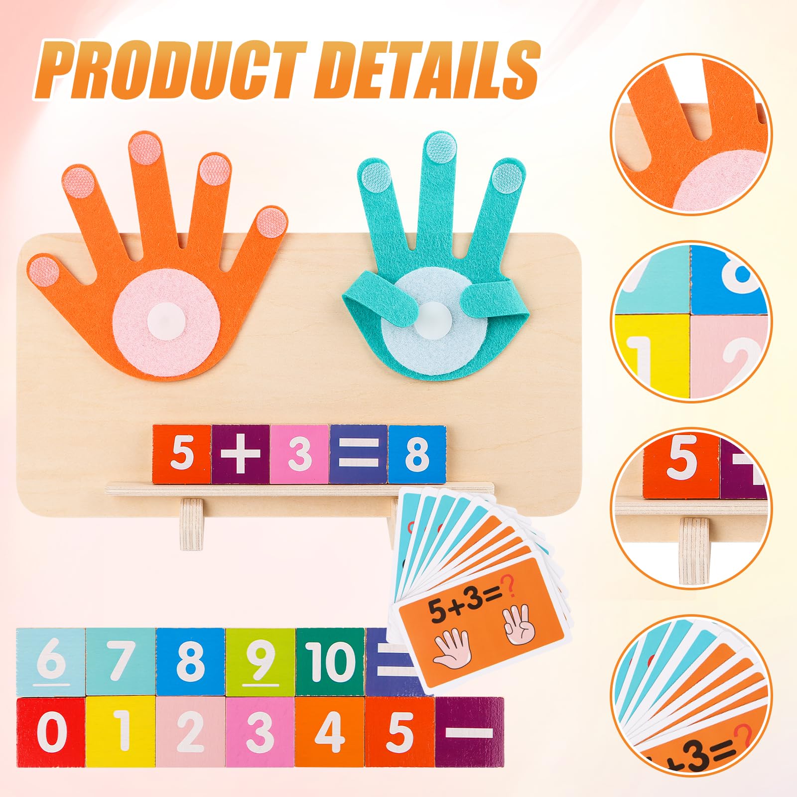 Montessori Toys Counting Sticks Pegs Wooden Counting Toys, Number Maths Games With Addition And Subtraction Flash Cards Toddler Educational Toys Gifts For 3 4 5 6 Year Old Girls And Boys - View #7