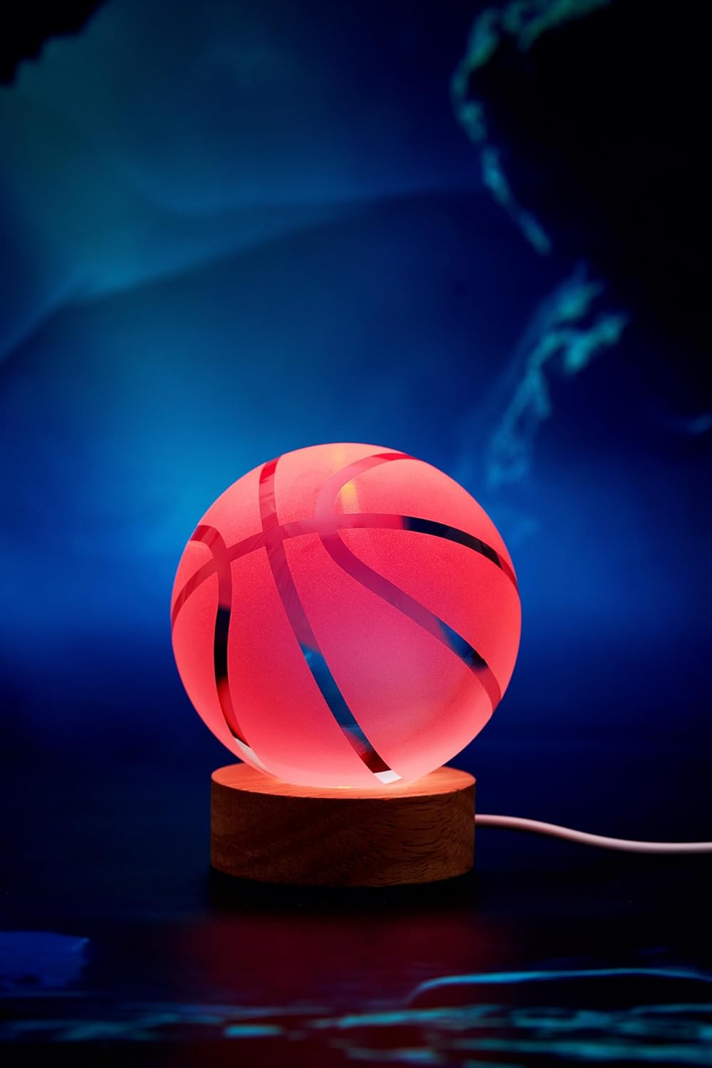 Basketball Crystal Ball Night Light, 3.15 Inch 3D Crystal Lamp with LED Wooden Base, 16 Colors Change with Remote Control, Gift Box Packing, Gift Idea