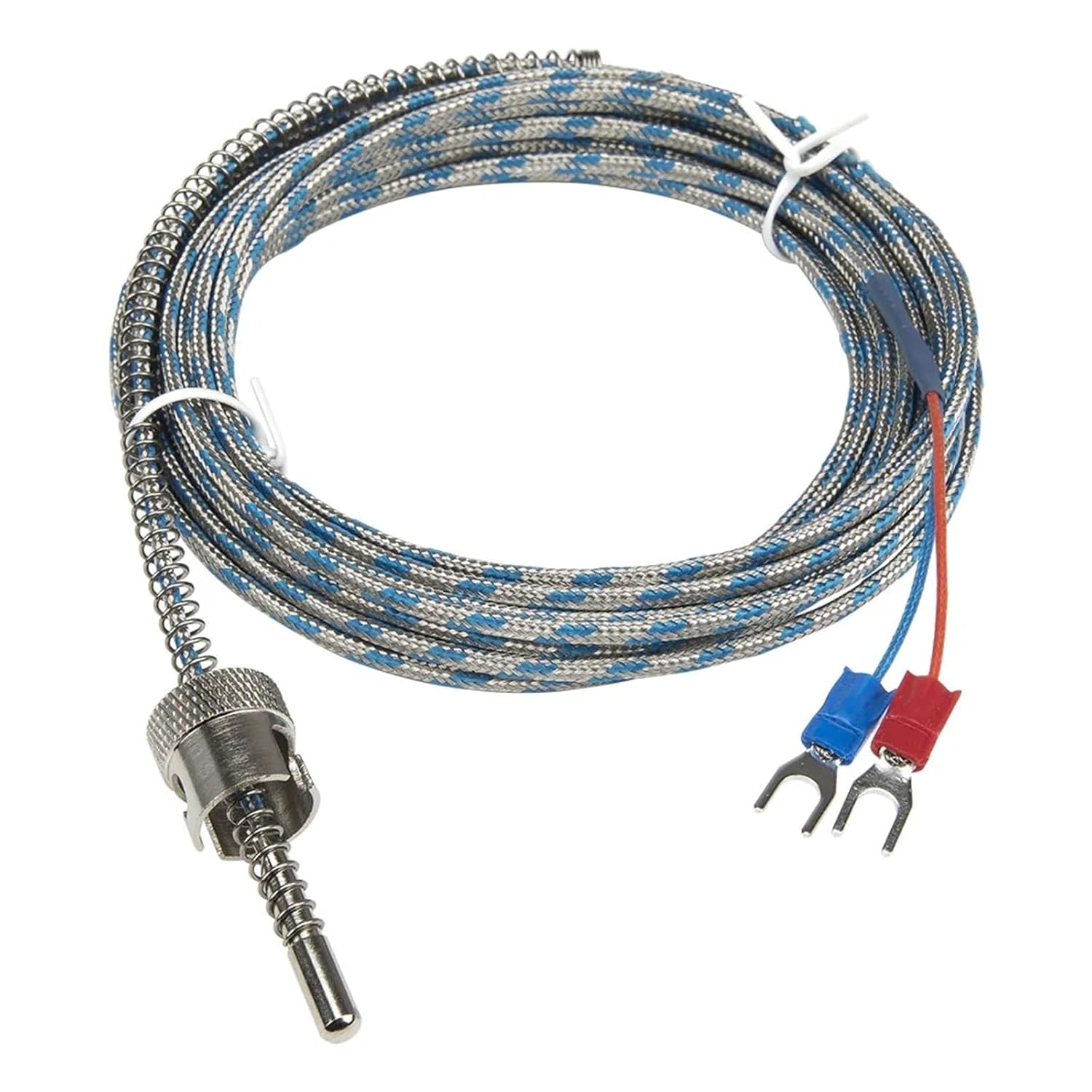 FTARS02 K J Type 5m high Density Metal screening Cable 12mm Hole Diameter Adjustable Bayonet Cap thermocouple Temperature Sensor(K 2x1x0.5mm Cable)