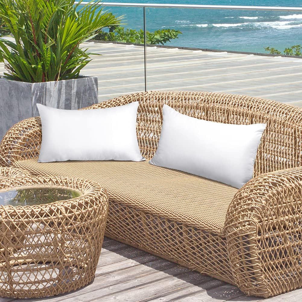 OTOSTAR Throw Pillow Inserts 16x24 Inch Outdoor Waterproof Pillow Stuffer Sham Rectangle Form Pillows Cushion Stuffer for Patio Furniture Cushion Bed Couch Sofa Decorative Pillows Inserts (Pack of 2)