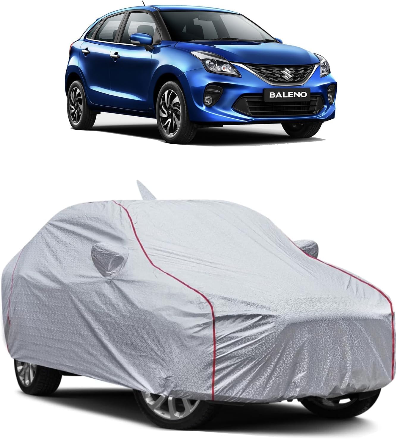 Car Cover for Maruti Suzuki Baleno - Waterproof Imported Fabric, Grey