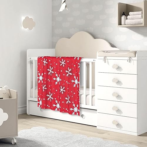 Miniatura 7 de Manta de Navidad para bebé, diseño de copo de nieve rojo de Navidad para niño y niña, recién nacido, 30 x 40 pulgadas, manta de doble capa, cómoda y