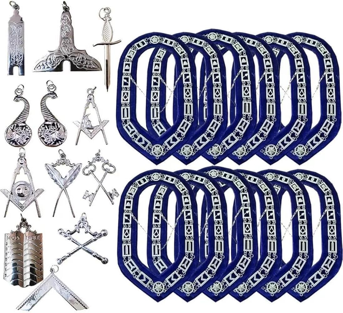 ▪️50’s【FREE MASONRY】ACCSESSORIES Amazon.com: Bricks Masons Masonic Silver Collar Jewel Set of 12