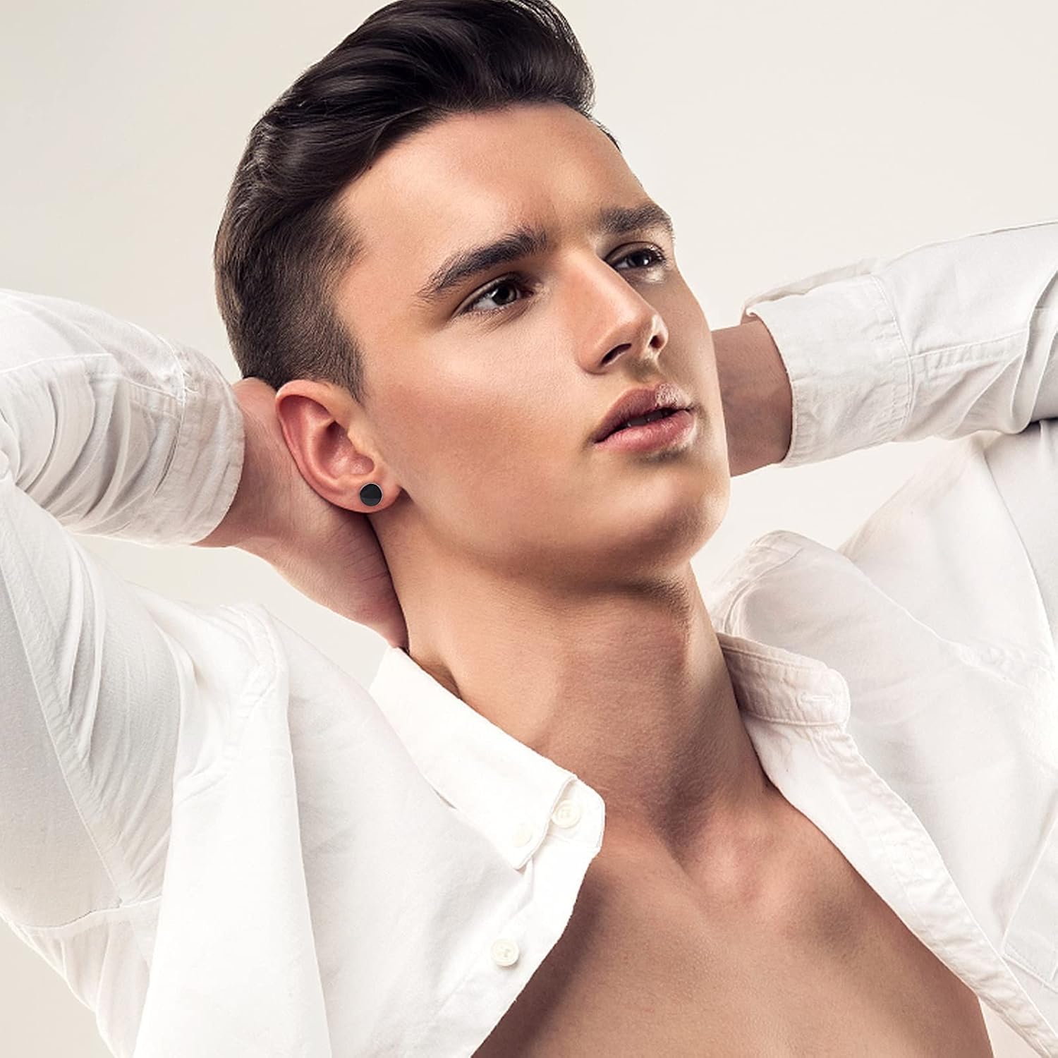 12 Pairs Stainless Steel Stud Earrings for Men Faux Gauges Earring Hypoallergenic Earring Flatback Dot Studs Screw Back Earrings for Women Men - Image 5