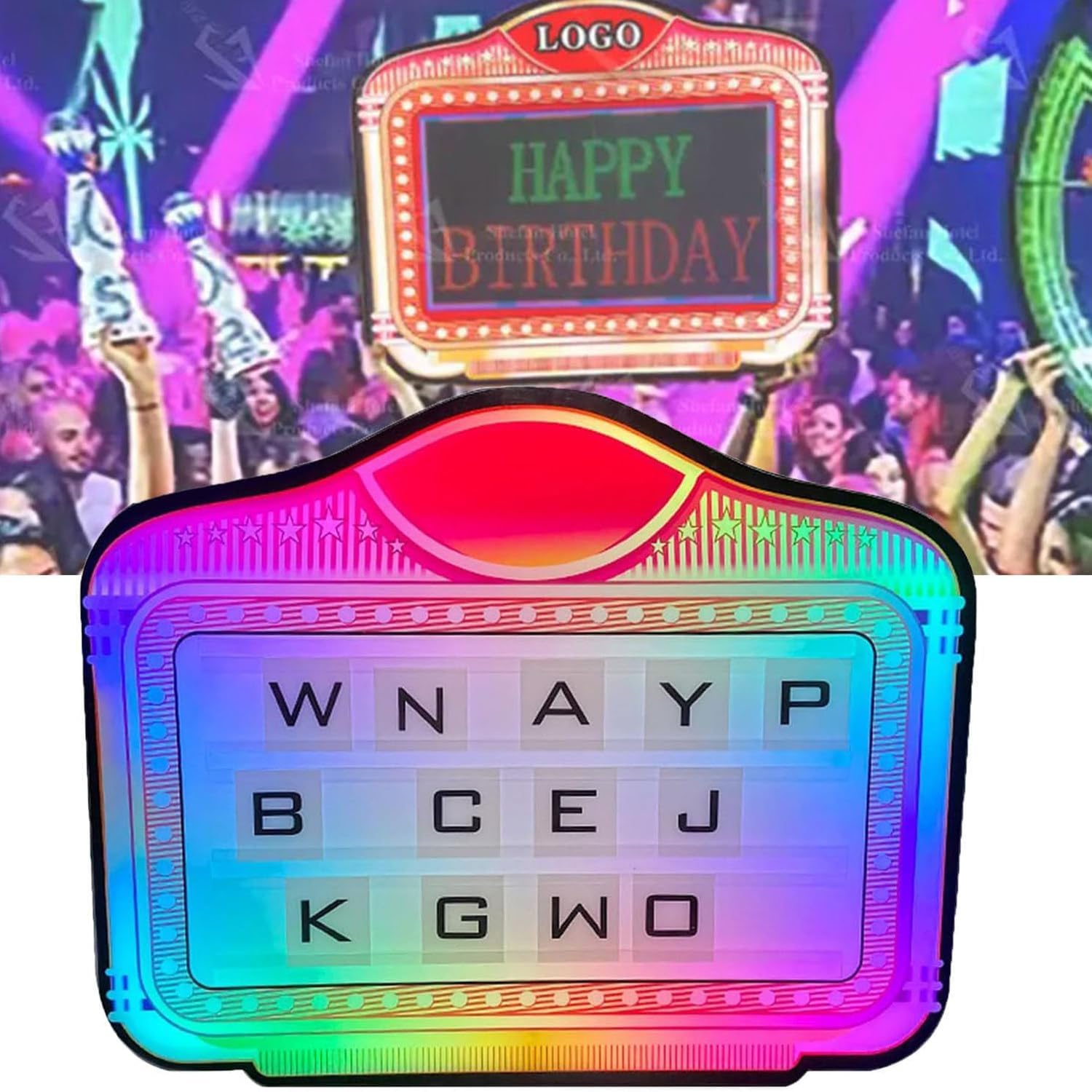 VIP Bottle Service Sign,LED Letter Bottle Presenter, Club Bottle Service Signs Color Change, Scrolling Custom Letters VIP Bottle Service for Night Club Party Bar,B