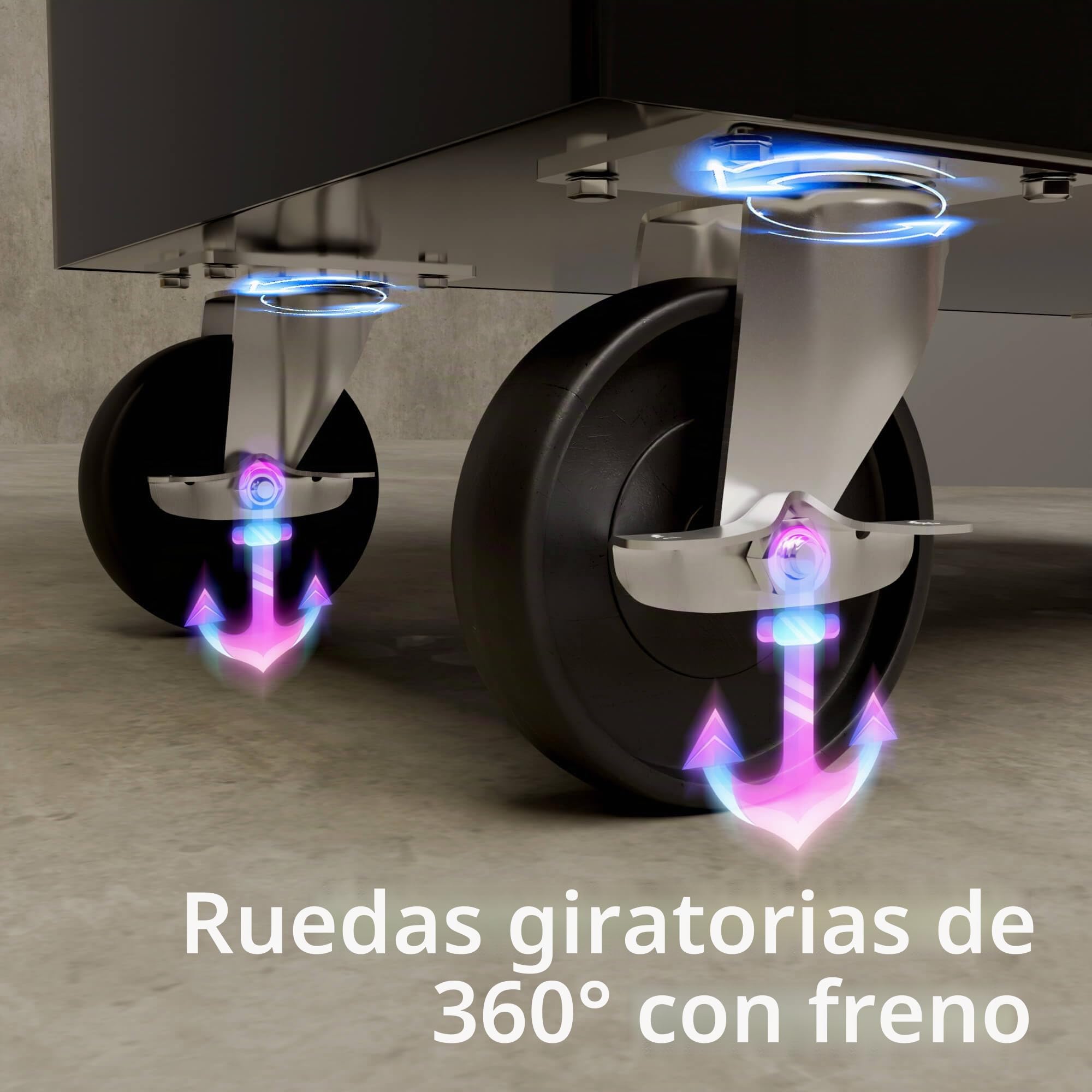 Arebos Carro de Taller 7 Compartimentos | Cierre centralizado | Revestimiento Antideslizante | Ruedas con Freno de estacionamiento | Metal Macizo | Negro