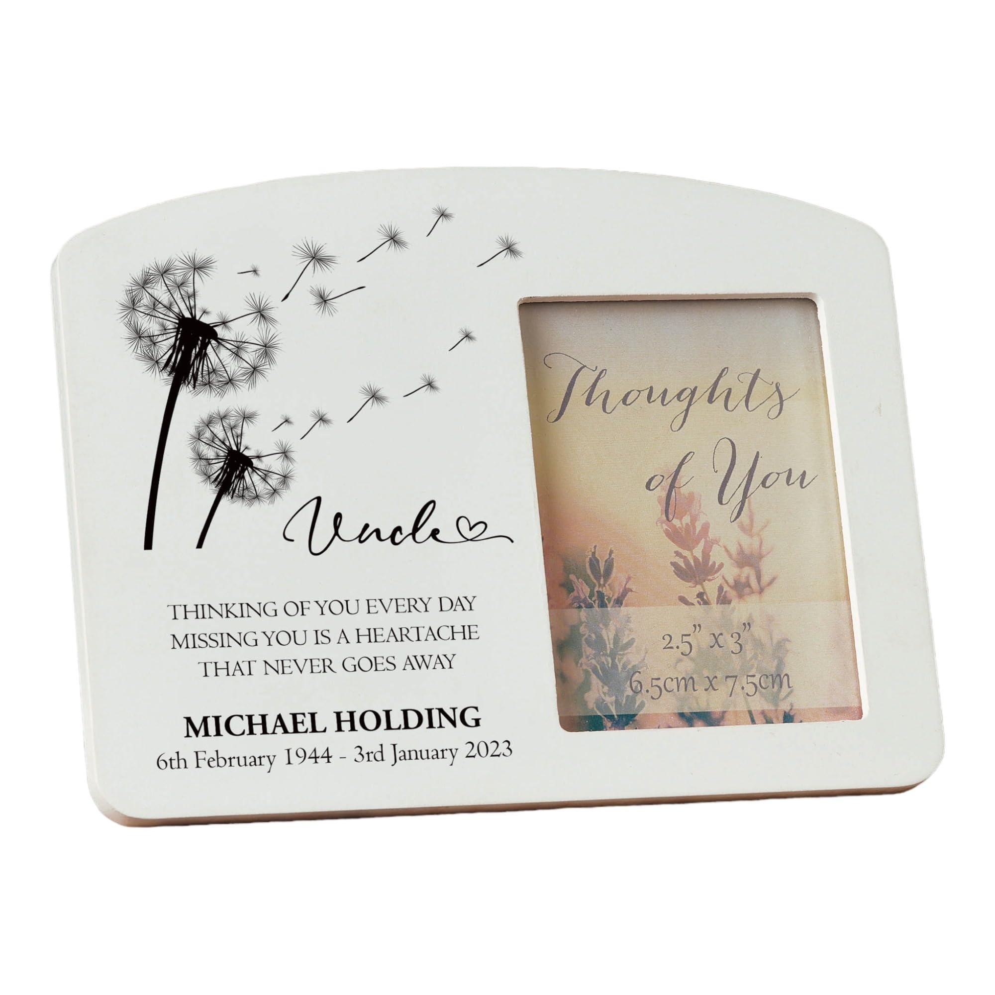 Personalised Uncle Memorial Remembrance Photo Frame With Dandelions
