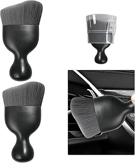 Ziciner Car Detailing Brush, Curved Soft Bristles Auto Removal Dust Collectors, Universal Vehicle Dashboard, Air Conditioner Vents, Interior Cleaning Tool Accessories (2PCS, Gray)