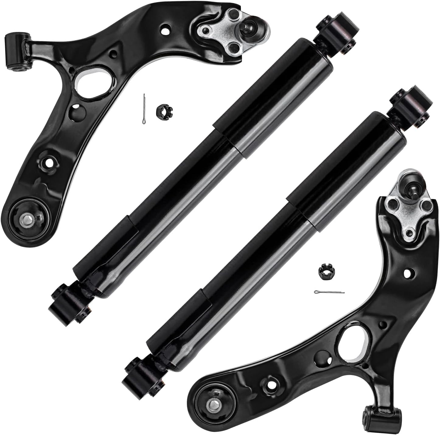 Detroit Axle - Front Lower Control Arms w/Ball Joint Struts + Rear Shocks Replacement for 2006-2012 Toyota RAV4