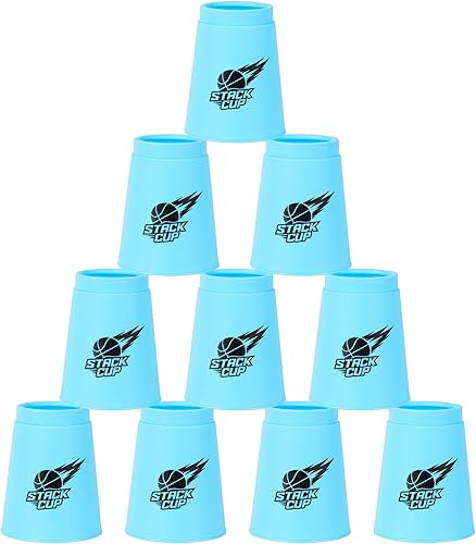 DEWEL Quick Stacks Copas, 12 piezas de juego de entrenamiento de velocidad de vasos apilables deportivos (azul)