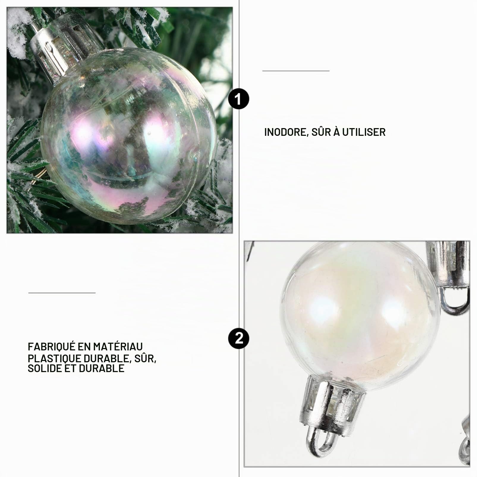 NUOBESTY Lot de 54 Petites Boules De NoëL IriséEs Transparentes pour Sapin De NoëL DéCoration à Suspendre pour FêTe De Mariage