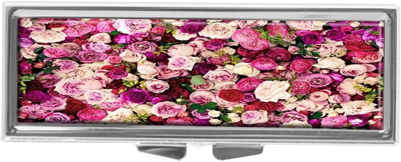 Coloful Flowers Pattern Pill Box for Purse or Pocket Pill Case Decorative Boxes Gift Box Pill Organizer for Travel Pill Box