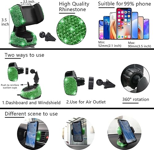 Miniatura 5 de NBTEPEM Juego de 27 piezas de accesorios de automóvil brillantes para mujer, fundas para volante de ajuste universal de 15 pulgadas, marco de