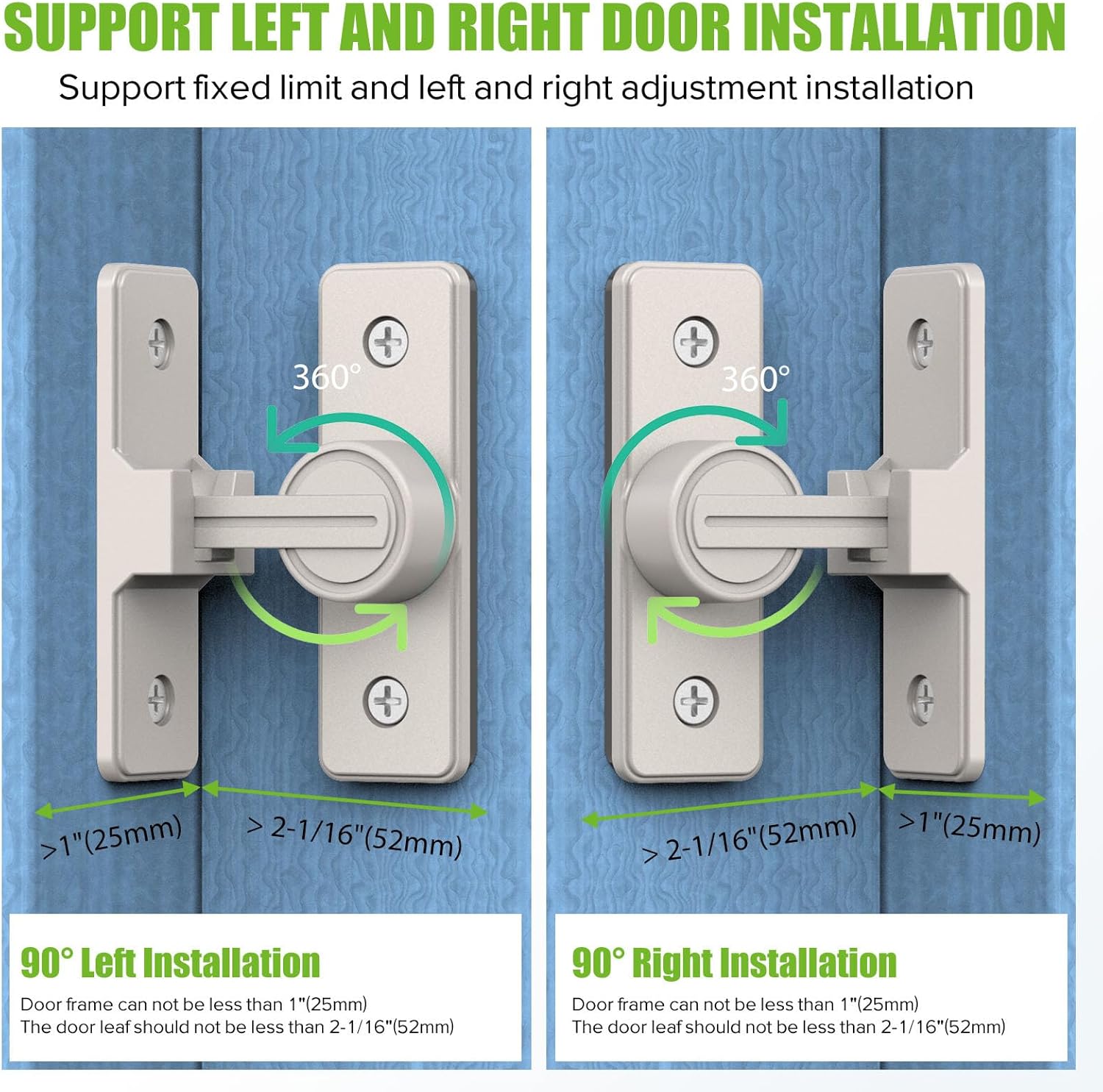 Barn Door Lock Hardware, 90 Degree Heavy Duty Safety Gate Latches Flip Bolt Latch Lock, Barn Sliding Door Latch Suitable for Garden, Bathroom, Outdoor, Window (Nickel-2PCS)