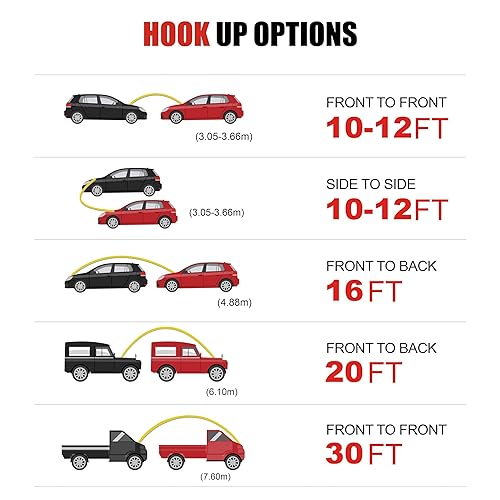 Miniatura 4 de Cables de puente 800A de calibre 1, 30 pies, cables de refuerzo resistentes con abrazaderas de conexión rápida para camión, SUV, camioneta