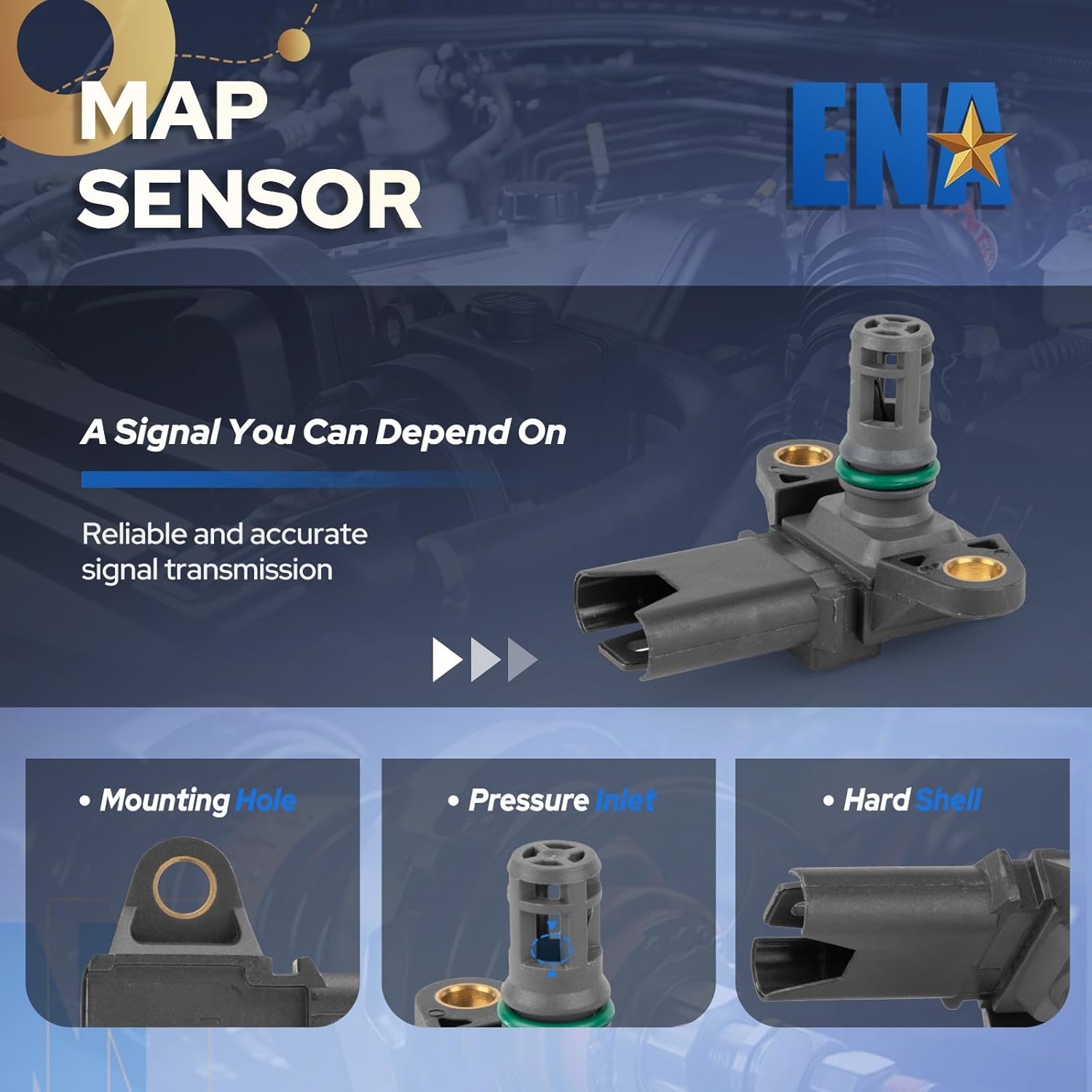 ENA Manifold Absolute Pressure Sensor Compatible with 2007 2008 2009 2010 2011 2012 2013 2014 BMW 335is 335i xDrive 335xi 535i GT xDrive 535xi 1 Series M 135i X6 Z4 Replacement for AS411 13627551429