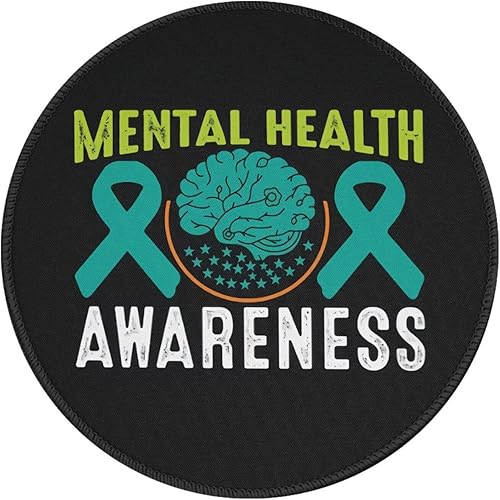 Alfombrilla de mouse divertida con cinta verde para concientización sobre la salud mental, alfombrilla de mouse para juegos, pequeña, redonda,