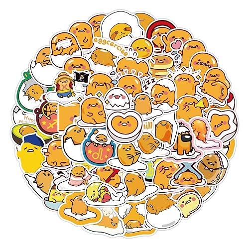 120 Pcs Japanese Lazy Egg Stickers Waterproof Funny Cartoon Sanrio Kawaii Stickers for Water Bottles Laptop Skateboard Phone Guitar,Vinyl Gudetama Stickers for Teens Kids Adults - Lazy Egg