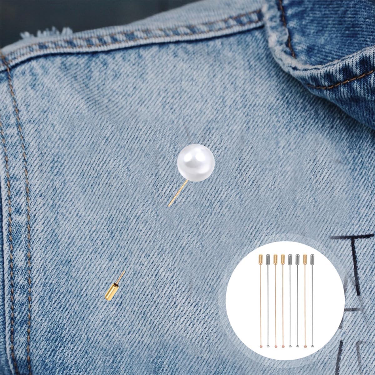 20pcs White Plated Metal Brooch Stick Pins with Stopper Ends 90mm Safety Long Needle Eye Pins for Men’s Lapel Scarf Brooch DIY Jewelry Making Accessories