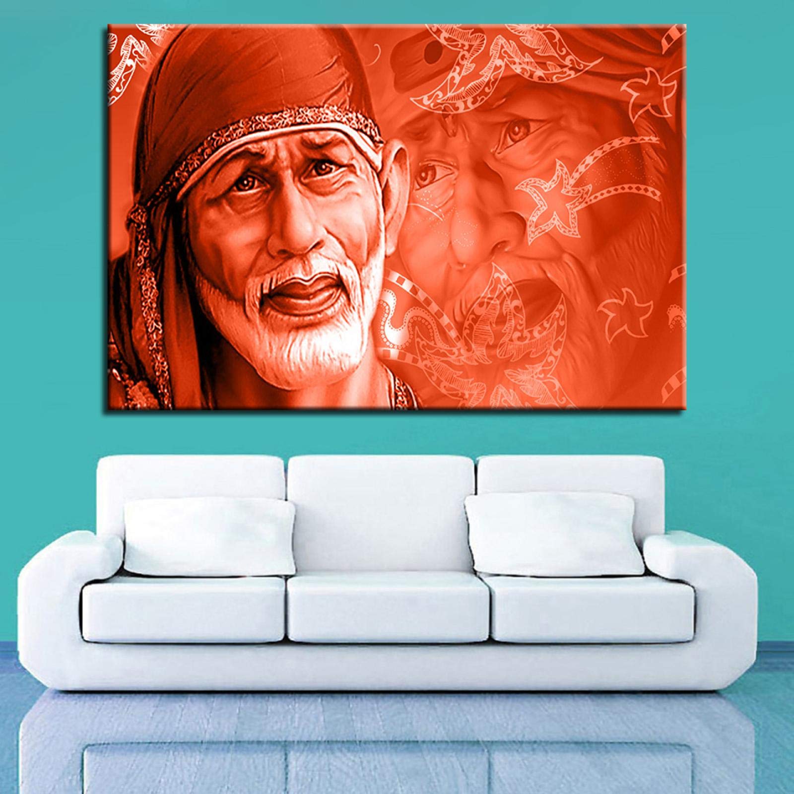 Wandbild Indischer Gott Sai Baba – 30x45 Cm, Gerahmte Leinwand, Fertig Zum Aufhängen, Für Wohnzimmer & Mehr