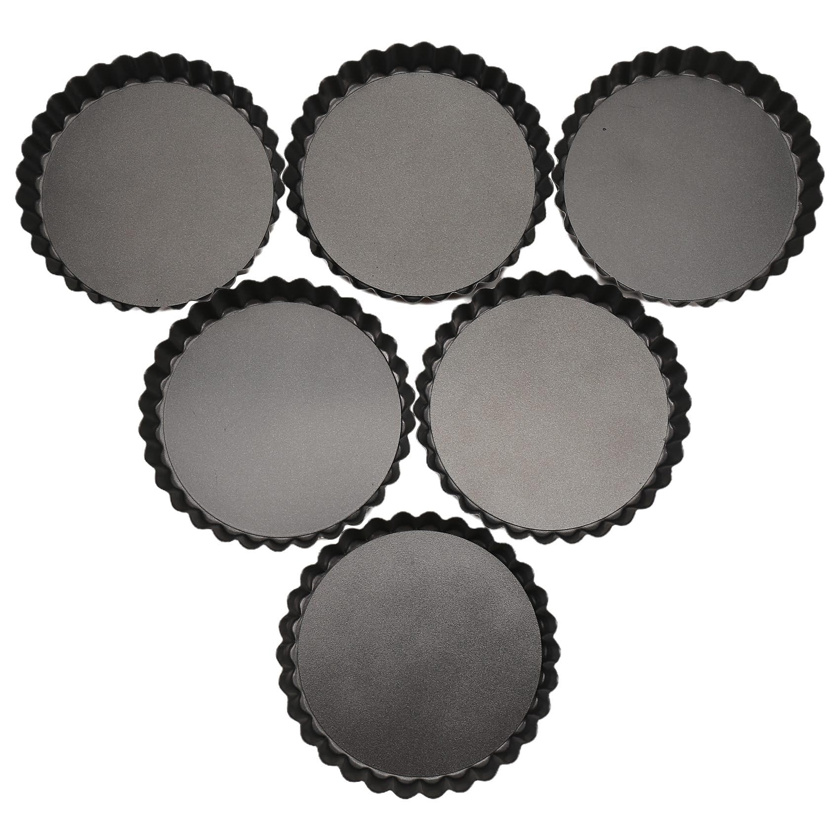 Bofrhme 6 Pack 5 Inch Mini Tart Pans With Removable Bottom Round Nonstick Quiche Pan, Heavy Duty Fluted Side Pie Tart Molds