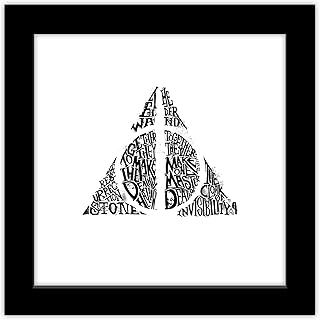 Trends International Gallery Pops Harry Potter - Deathly Hallows Word Art Wall Art Wall Poster, 12" x 12", Black Framed Version