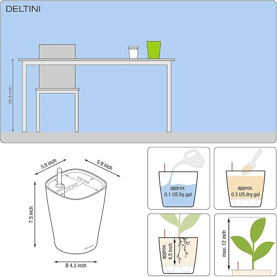 Lechuza 14904 - Deltini Premium Complete Kit Pot, Taupe (14 x 18)