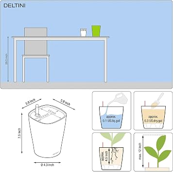 Lechuza 14904 - Deltini Premium Complete Kit Pot, Taupe (14 x 18)