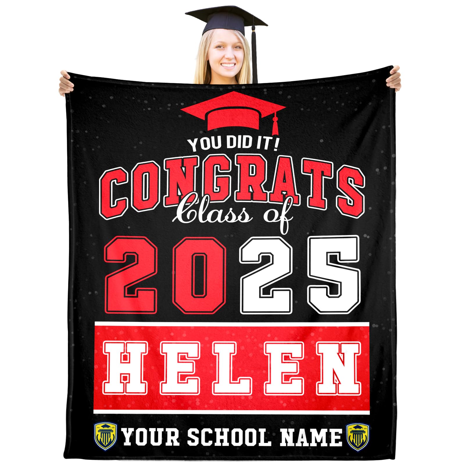 Class of 2025 Personalized Graduation Gift Blanket Graduation Gifts for Her Him Custom Grad Gift for High School College Class of 2025 Graduation
