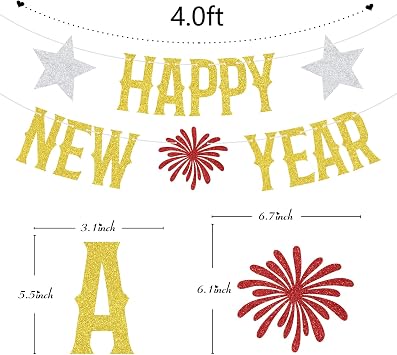 Happy New Year Banner, Cheers to the New Year, Cheers to 2026, Goodbye 2025 Hello 2026, Happy NEW YEAR Holiday Party Decorations