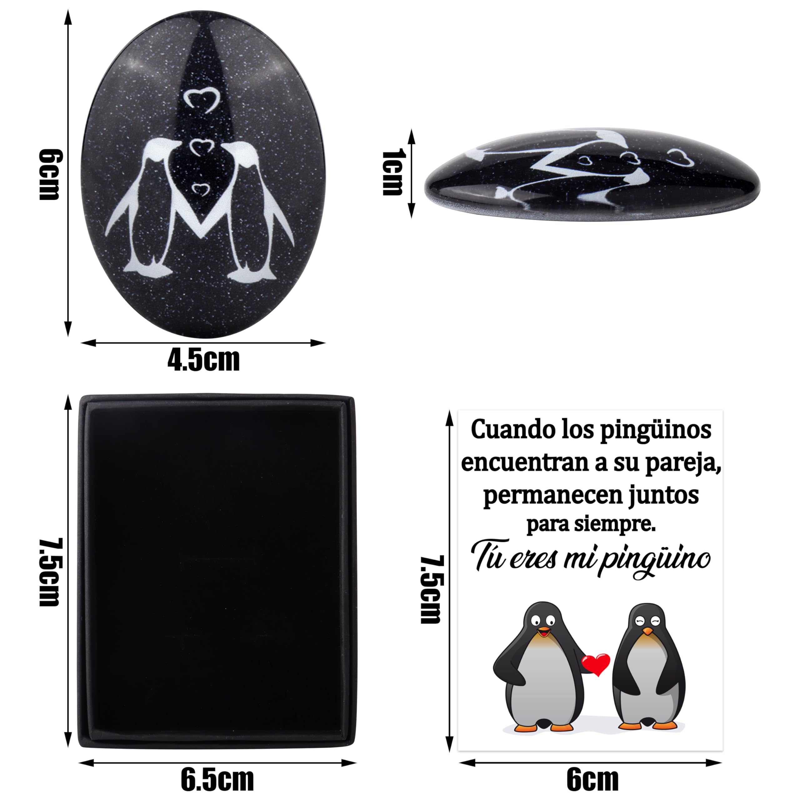 Regalo Aniversario Pareja Pingüino Piedra Originales para Hombre Mujer