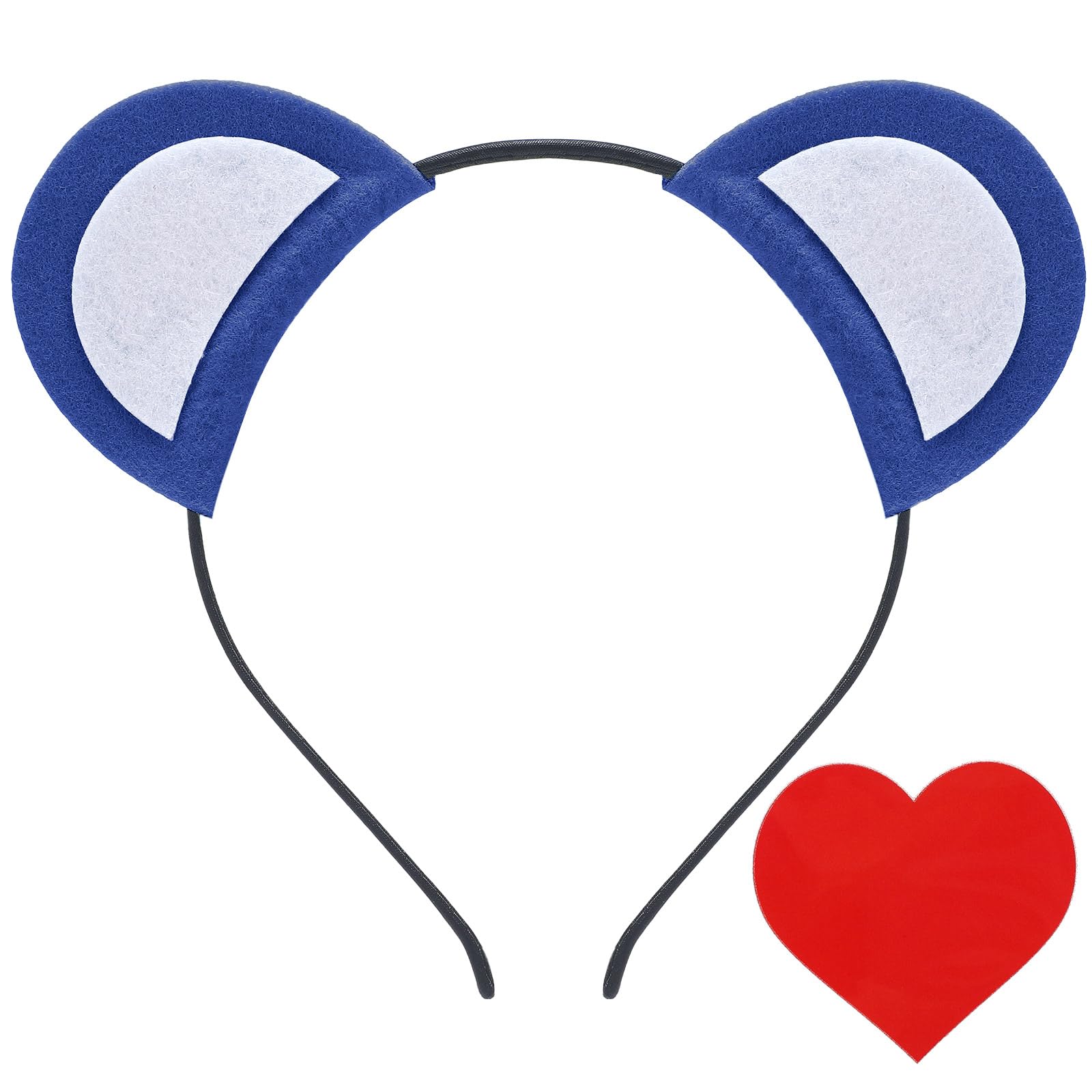 Wavwavw Halloween Bear Ears Headband and Patch Kit Colorful Bear Costume Headband with Red Heart Patch for Party Supply